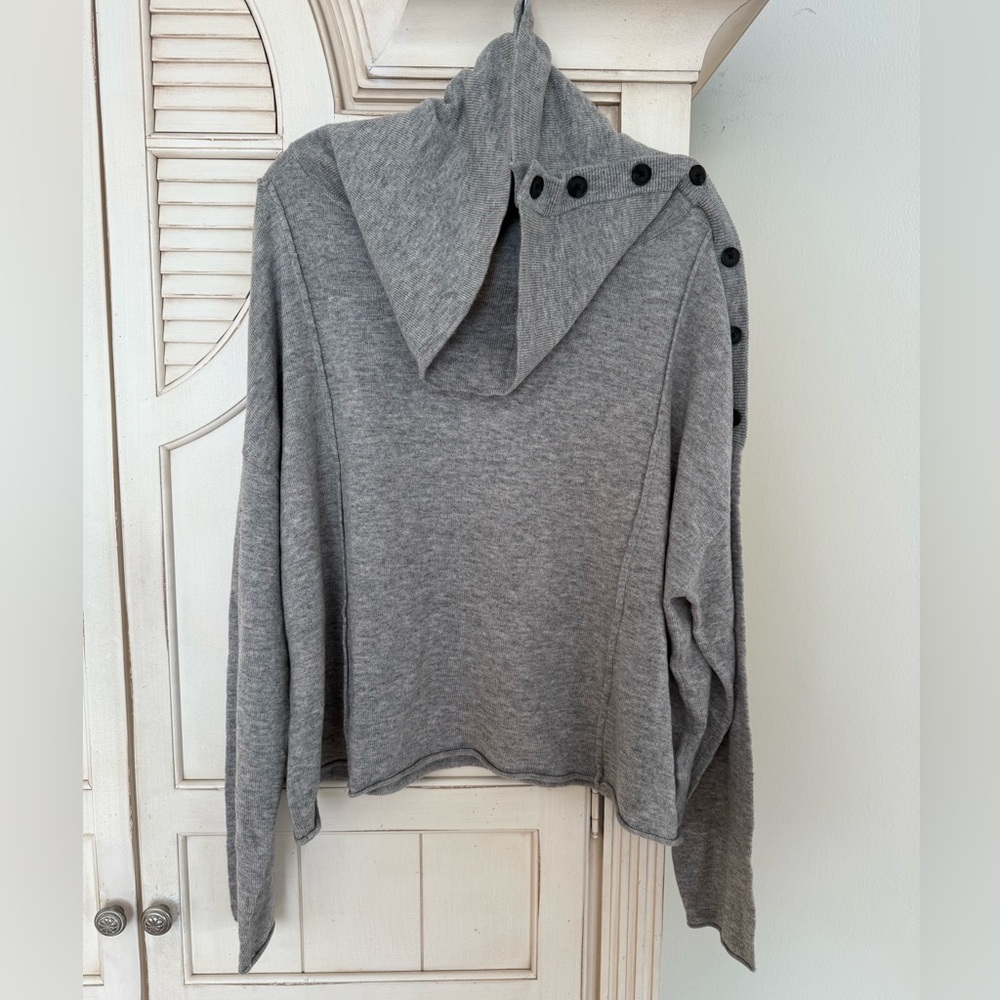 Cozy Gray Button-Detail Sweater